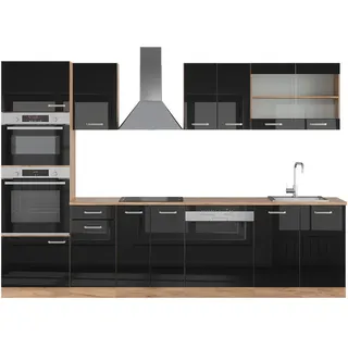 Vicco Küchenzeile R-Line 300 cm Schwarz Hochglanz Eiche