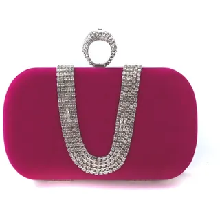 CORIOS Damen Abendtasche Samt Clutch Tasche Glitter Strass Handtasche Glänzend Schultertasche Kette Tasche Elegante Umhängetasche Shining Portemonnaie für Cocktail Party Abendparty Tanzparty Rosa