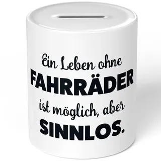 JUNIWORDS Spardose Sparbüchse, EIN Leben ohne Fahrräder ist möglich, Aber sinnlos (1009819)