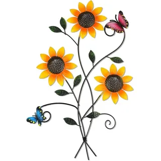 Agger Wanddekoobjekt Metall Blumen Wanddeko Wanddeko aus Metall mit Schmetterlingen (Floral Minimalist Line Art), für Wohnzimmer, Schlafzimmer,Outdoor, Garten Flur Balkon