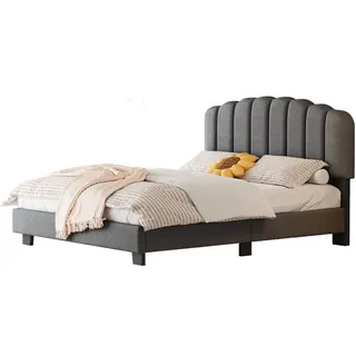 Polsterbett Doppelbett Gaestebett 140x200cm Jugendbett Funktionsbett Bettgestell Praktische Schlafzimmermoebel Erwachsenenbett ohne Matratze Leinen - Grau