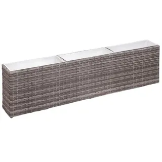 Garten-Hochbeet mit 3 Töpfen 150×20×40 cm Poly Rattan Grau