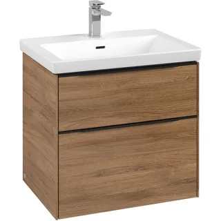 Villeroy & Boch Waschbeckenunterschrank 2 Auszüge 62,2 x 57,6 x 47,8 cm Kansas Oak/Volcano Black