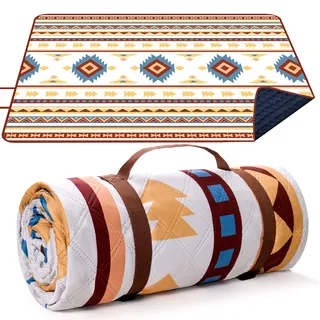 LARUTAN Wasserdichte Picknickdecke, 200 x 200 cm, große Stranddecke, Outdoor-Picknickmatte, Strandmatte mit Tragegriff, sanddicht, hitzebeständig, für Camping, Strand, Familienpicknick