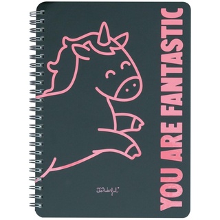 Mr. Wonderful - Notizbuch A5 Einhorn schwarz you are fantastic