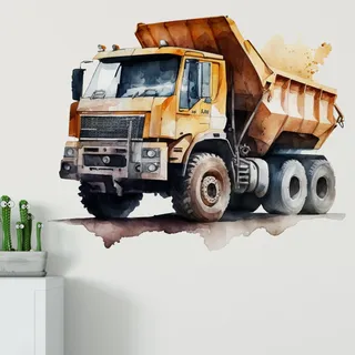 GRAZDesign Wandtattoo Fahrzeuge Baustelle Kinderzimmer Junge, Wand Aufkleber Tattoo Kinder Auto, Bagger Wandaufkleber für Jungenzimmer & Teenager 63x50cm