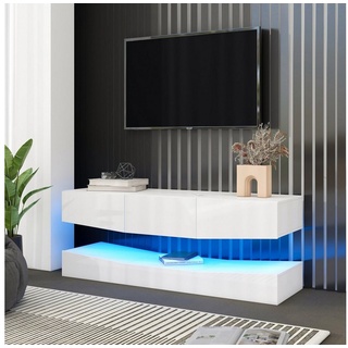 Celya TV-Schrank TV-Schrank mit LED-Beleuchtung Wandbefestigung 180cm Hängend Wand befestigter schwimmender, LED weiß