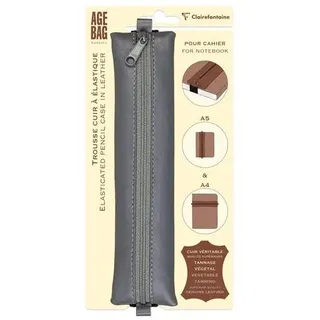 Clairefontaine 5x Schlampermäppchen Leder Notizbuch, 20x4,5 cm Grau 77040C