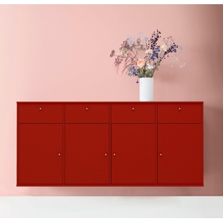 Hammel Furniture Sideboard Mistral, Hochwertig Schrank, hängend/stehend montierbar, mit Türen und Schubladen, B: 177 cm, anpassungsbar Designmöbel rot