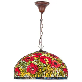 Casa Padrino Tiffany Hängeleuchte Mehrfarbig Ø 50 x H. 85 cm - Handgefertigte Tiffany Hängelampe aus 1221 Teilen