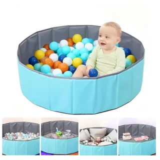 KBIBCK Bällebad, Faltbares Baby Bällebad, 80CM Kinder Bällebad für Kinder Mädchen Jungen, Tragbares Baby Runde Ozean Bälle Pool für Hunde Katzen Indoor Outdoor, Bälle Nicht Enthalten (Blau-2)
