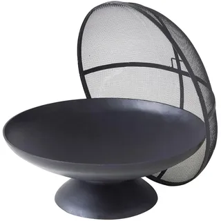 Cook'in garden - Garten-Feuerschale mit Glocke Junto - Schale & Fuß aus Gusseisen für den Außenbereich - Hitzebeständig Robust & Langlebig, Schwarz/Edelstahl.