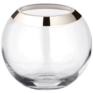 EDZARD Vase Kugelvase Mirinde, mundgeblasenes Kristallglas mit Platinrand, H 18 cm, ø 20 cm,Öffnung ø 10 cm