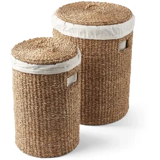 Humdakin - Laundry Hamper Wäschekorb, Seegras (2er-Set)