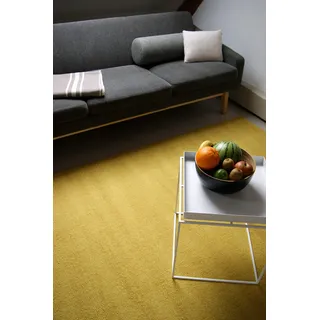 floor factory Moderner Designer Wollteppich Loft Mustard senfgelb 80x150cm - Reine Wolle in leuchtenden modernen Farben