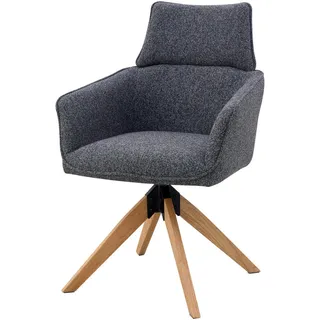 Livetastic Armlehnstuhl, Anthrazit, Holz, Metall, Textil, Eiche, Pappel, massiv, Sperrholz, Flachrohr, 60x94x67 cm, Sitzfläche 360° drehbar, Esszimmer, Stühle, Esszimmerstühle, Armlehnenstühle