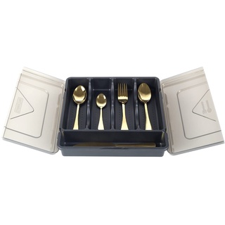 AoHao Besteckkasten Mit Transparentem Deckel, 31x30.5x5cm Besteckkasten Für Schubladen Tragbar Besteckeinsatz Versiegelte Staubdichte Organizer Für Besteck, Utensilien Aufbewahrungsbox