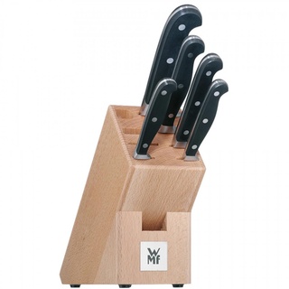 WMF Spitzenklasse Plus Messerblock mit Messerset 6teilig, Made in Germany, 5 Messer geschmiedet, Buchenholz-Block, Performance Cut