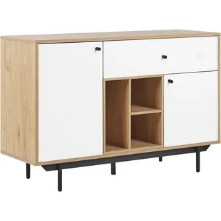 Beliani Sideboard 119 x 84 x 35 cm Braun / Weiß