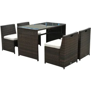 Outsunny Polyrattan Set 5-tlg. braun/cremeweiß