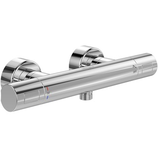 Villeroy & Boch Universal Taps & Fittings Duschthermostat, Aufputz Duscharmatur, Mischbatterie mit Sicherheitssperre bei 38°, rundes Thermostat für die Dusche, Chrom