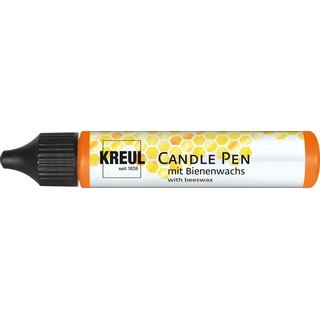 KREUL 49703 - Candle Pen, orange, 29 ml, Kerzenstift mit feiner Malspitze, Farbe mit Bienenwachs zum Verzieren & Bemalen von Kerzen