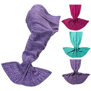 Wohndecke Meerjungfrau Kuscheldecke, Feluna, Wolldecke Flossen-Decke lila