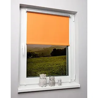 Rollo, Kettenzugrollo, Farbe orange, Blackout, Abdunklung, Hitzeschutz, Thermo-Blackout, nach Maß gefertigt oder in Standardgroeßen