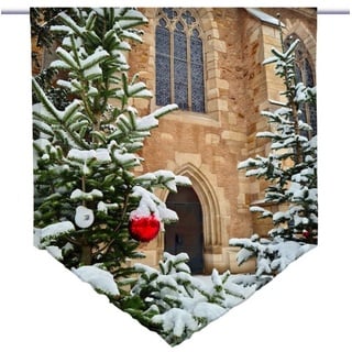 Scheibengardine Weihnachten in der Kirche Scheibenhänger spitz, gardinen-for-life 60 cm x 100 cm