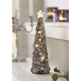 LED-Tanne Funkelstern 30 cm hoch, künstlicher Mini Weihnachtsbaum mit Lichterkette, Adventsdeko mit Beleuchtung