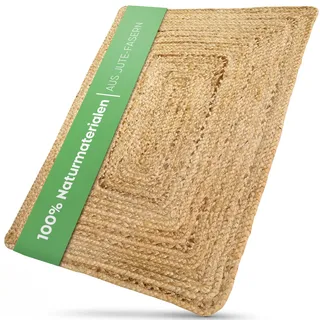 Skabt med Omtanke Fußmatte Jute 50x70 cm Natur | Teppich Flur & Schmutzfangmatte für Eingangsbereich | Fussmatte Indoor & Terrasse, Türmatte, Läufer, natürlicher Juteteppich