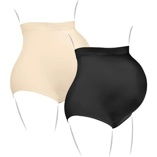 Kaiserschlüpfer Bauchgefühl - 2er-Pack Umstandsunterwäsche für Damen - elastische, stützende Unterhosen für Schwangere (DE/NL/SE/PL, Alphanumerisch, L, Regular, Regular, Schwarz/Vanille) - L