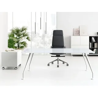 Büro Schreibtisch Glas Metall Lewo 4