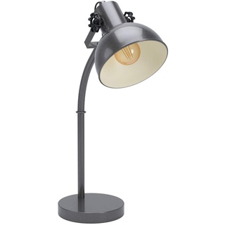 EGLO Tischlampe Lubenham, 1 flammige Vintage Tischleuchte im Industrial Design, Retro Nachttischlampe aus Stahl, Farbe: Nickel matt, creme, Fassung: E27, inkl. Schalter