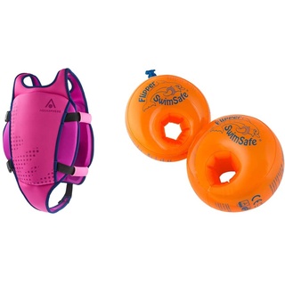 Aqua Sphere Unisex Jugend Swim Vest Schwimmweste, Pink, L & Flipper Swimsafe 1010 - Schwimmflügel für Babys ab 12 Monaten, sichere Schwimmhilfe mit unzerbrechlichem PE-Schaumkern zum Schwimmen Lernen