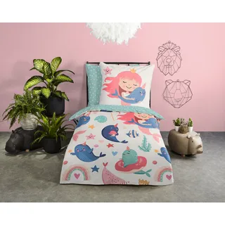 Good Morning Silvie Meerjungfrau Türkis 135 x 200 cm + 2 x 80 x 80 cm