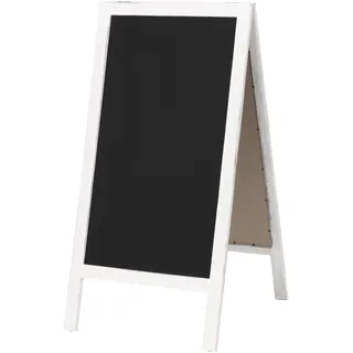 Mendler XL Werbetafel HWC-C17, Aufsteller Kreidetafel Kundenstopper, 2 Schreibflächen klappbar, 100x50cm ~ weiß shabby