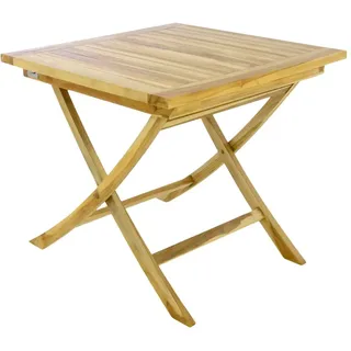 DIVERO Beistelltisch Balkontisch Garten Terrasse Holz Teak 80x80cm unbehandelt
