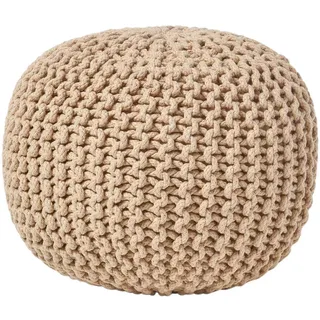 Homescapes Strick-Pouf, Beige, Textil, Uni, Rund, 40x35x40 cm, Wohnzimmer, Hocker, Poufs