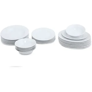 Hermia Concept 24-teiliges Porzellan-Geschirrset, weiß – Teller- & Schalenset für Gastronomie & Hotellerie
