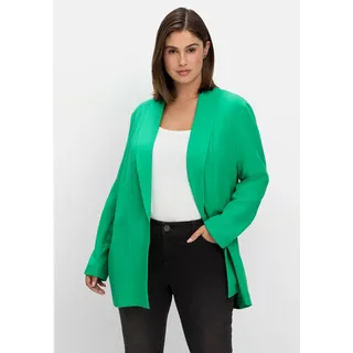 Jackenblazer SHEEGO "Große Größen" Gr. 46, grün (blattgrün) Damen Blazer Lange Jacken mit Schalkragen und Taschen