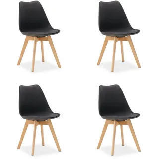 Homestyle4u Küchenstuhl Holz gepolstert Schwarz 4er Set