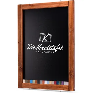Rustikale Tafel Kreidetafel Wandtafel Küchentafel mit Holzrahmen zur Beschriftung mit Kreide im Landhausstil in verschiedenen Größen und Farben (Teak, 50x70cm)