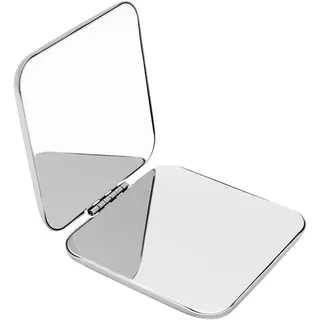 Taschenspiegel, Klappspiegel Aus Edelstahl, Doppelseitiger Kleiner Spiegel, Klappbar, Reisespiegel, Kompaktspiegel, Handspiegel