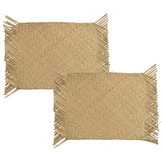 Tischsets Boho Seegras geflochten 2 Stück Platzsets Natur Handgefertigt 48x34cm