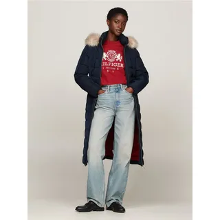 Tommy Hilfiger Steppmantel HERITAGE DOWN TYRA MAXI WITH FUR mit Logopatch blau L (40)