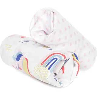 FlyIdeas 2-teiliges Spannbettlaken-Set für Kinderwagen, Stubenwagen & Moseskörbe 75x35 cm – 100% Baumwolle, Weich & Atmungsaktiv – Perfekt für ovale Matratzen