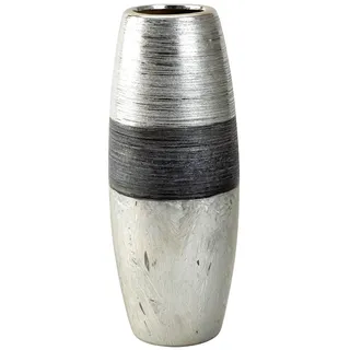 Lifestyle & More Moderne Dekovase Blumenvase Tischvase Vase aus Keramik Silber/anthrazit Höhe 30 cm