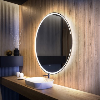 Artforma Runder Badspiegel mit LED Beleuchtung 85cm Durchmesser - Wählen Sie Zubehör und Modell - Individuell Nach Maß - Badezimmerspiegel rund mit LED Beleuchtung | beleuchtet Bad Licht Spiegel
