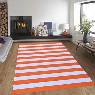 CAINANEL Herbst-Outdoor-Teppich, 122 x 180 cm, Orange und Weiß, gestreift, für Halloween, Erntedankfest, Herbst, Heimdekoration, mehrlagige Willkommens-Fußmatte für Veranda, Haustür
